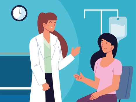 female doctor and patient vector