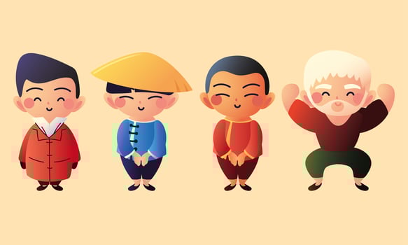 set cute asian people vector