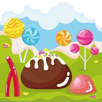 candies in landscape vector
