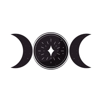 esoteric circle with moons vector