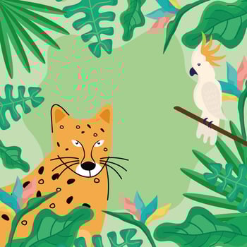tropical animals postcard vector
