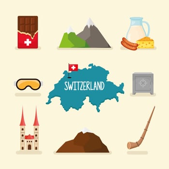 set of icons switzerland vector