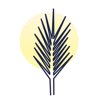 plant with stem, one line style with background yellow vector