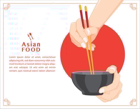 Asian food take away box, Take away box noodles, Vector illustration