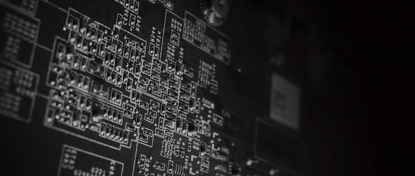 Semiconductor. cpu chip located on the green motherboard of the computer. photo