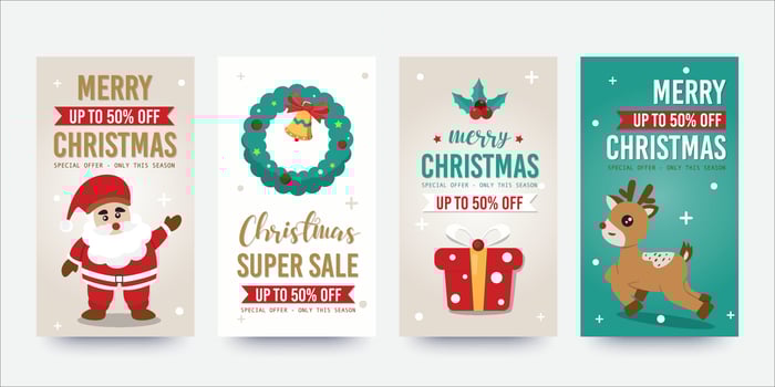 Christmas template for social media stories. Vector illustration.