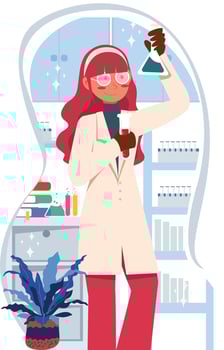 Female Scientist Works in Laboratory vector
