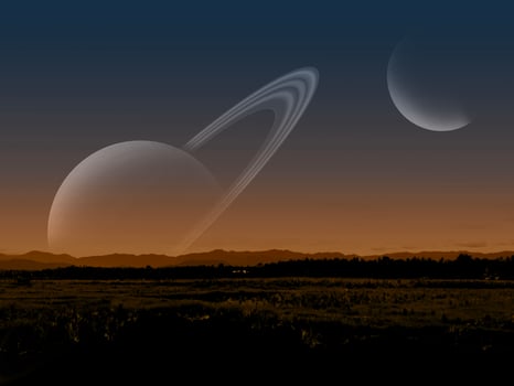 Beautiful night view with planets photo