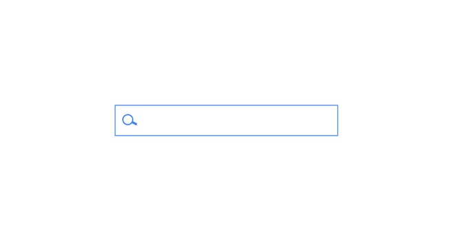 Search bar. Horizontal linear border with text input field, magnifying glass icon in frame. Simple flat searching button design for seo, networking technology, web ui, internet navigation, web browser vector