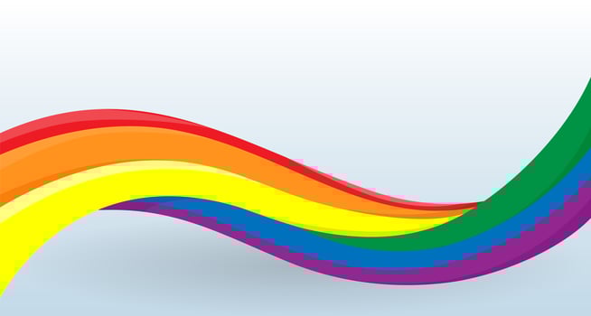 Rainbow flag, LGBT movement. Modern unusual shape. Lesbian, gay, bisexual, and transgender symbols. Design template for decoration of flyer and card, poster, banner and logo. Isolated vectors. vector