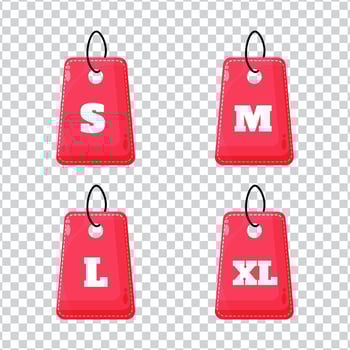Red size clothing label on blank background vector