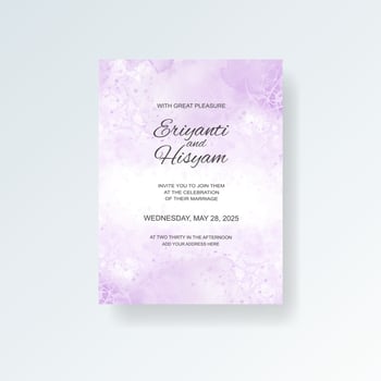 Watercolor wedding invitation card. Beautiful wedding card watercolor with splash. vector