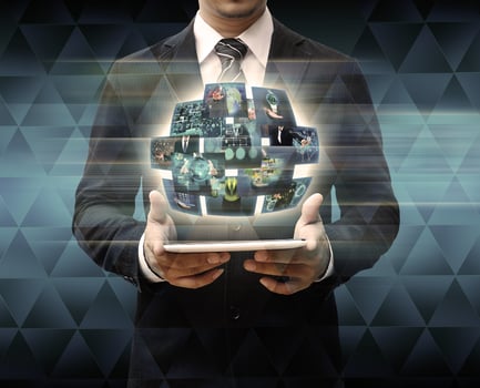 businessman using touch pad photo