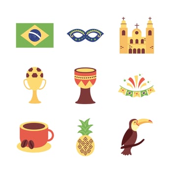 bundle of brazil set icons vector