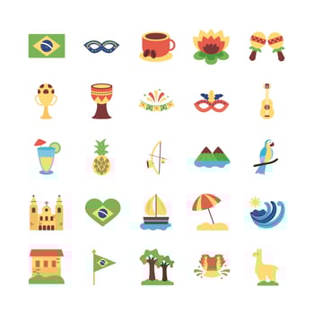 bundle of brazil set icons vector
