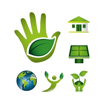 bundle of ecology set icons vector