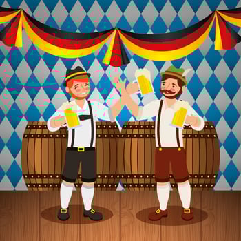 Oktoberfest celebration illustration, beer festival design vector