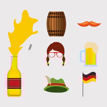 Oktoberfest celebration with set icons vector