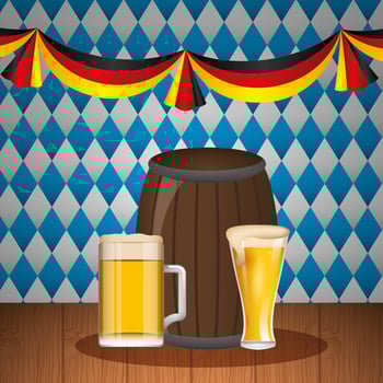 Oktoberfest celebration illustration, beer festival design vector