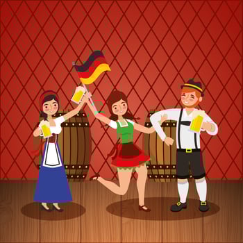 Oktoberfest celebration illustration, beer festival design vector