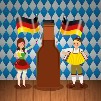 Oktoberfest celebration illustration, beer festival design vector