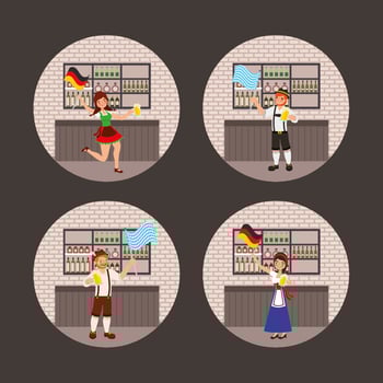 Oktoberfest celebration with set icons vector