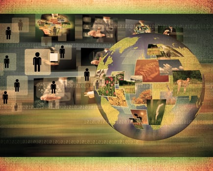 world business and Technology in the old paper photo