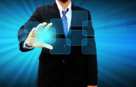 Businessman hand holding blank photo