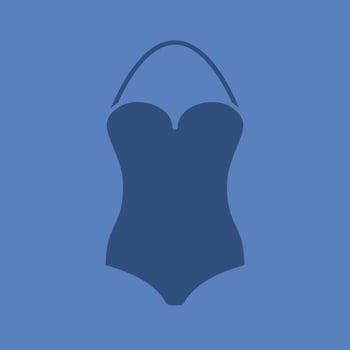 Swimsuit glyph color icon. Silhouette symbol. Monokini swim suit. Negative space. Vector isolated illustration