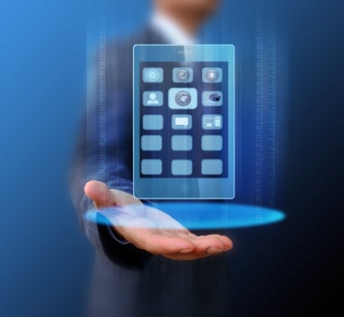 businessman holding mobile phone photo