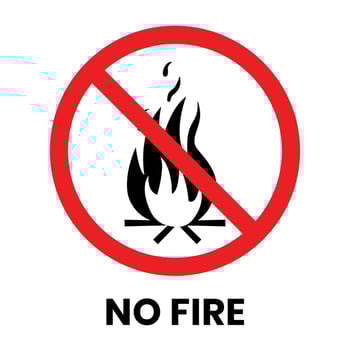 No Fire Sign Sticker with text inscription on isolated background vector