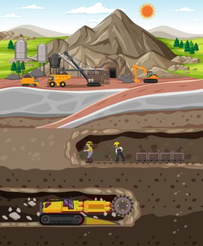 Landscape of coal mine industry with underground vector