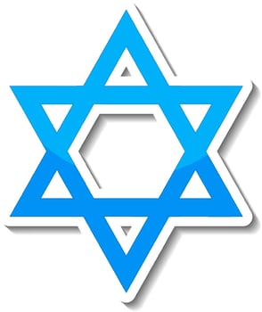 Star of David sticker on white background vector