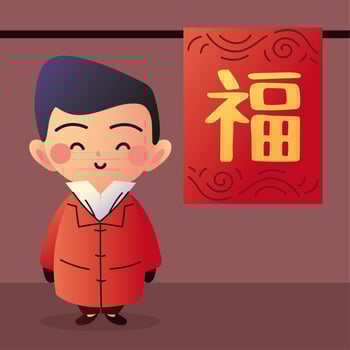 cute man asian vector