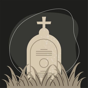 gravestone on grass vector