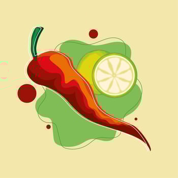chili pepper and lemon vector