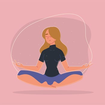 woman practicing meditation vector