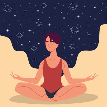 meditating young man vector