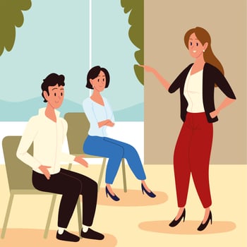 woman coach to employees vector