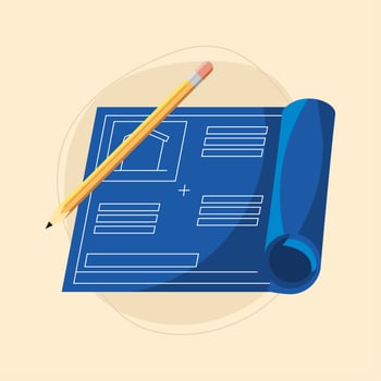 home blueprint and pencil vector