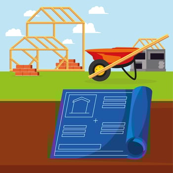 construction home wheelbarrow vector