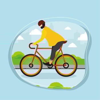 guy on bike, car free day vector