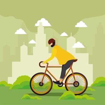 boy riding bike vector