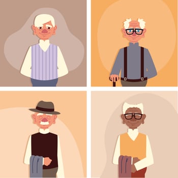 set cute grandparents vector