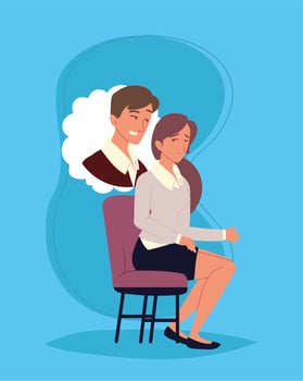 worried female workplace harassment vector