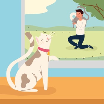 cute man with cats vector