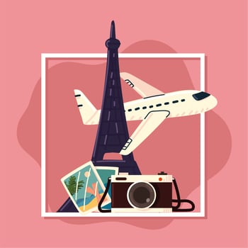 airplane travel camera vector