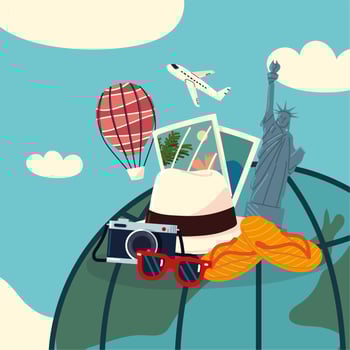 vacation around world vector