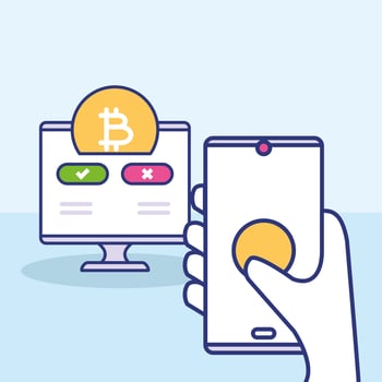 smartphone online bitcoin vector