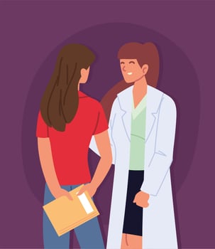 female doctor and young patient vector
